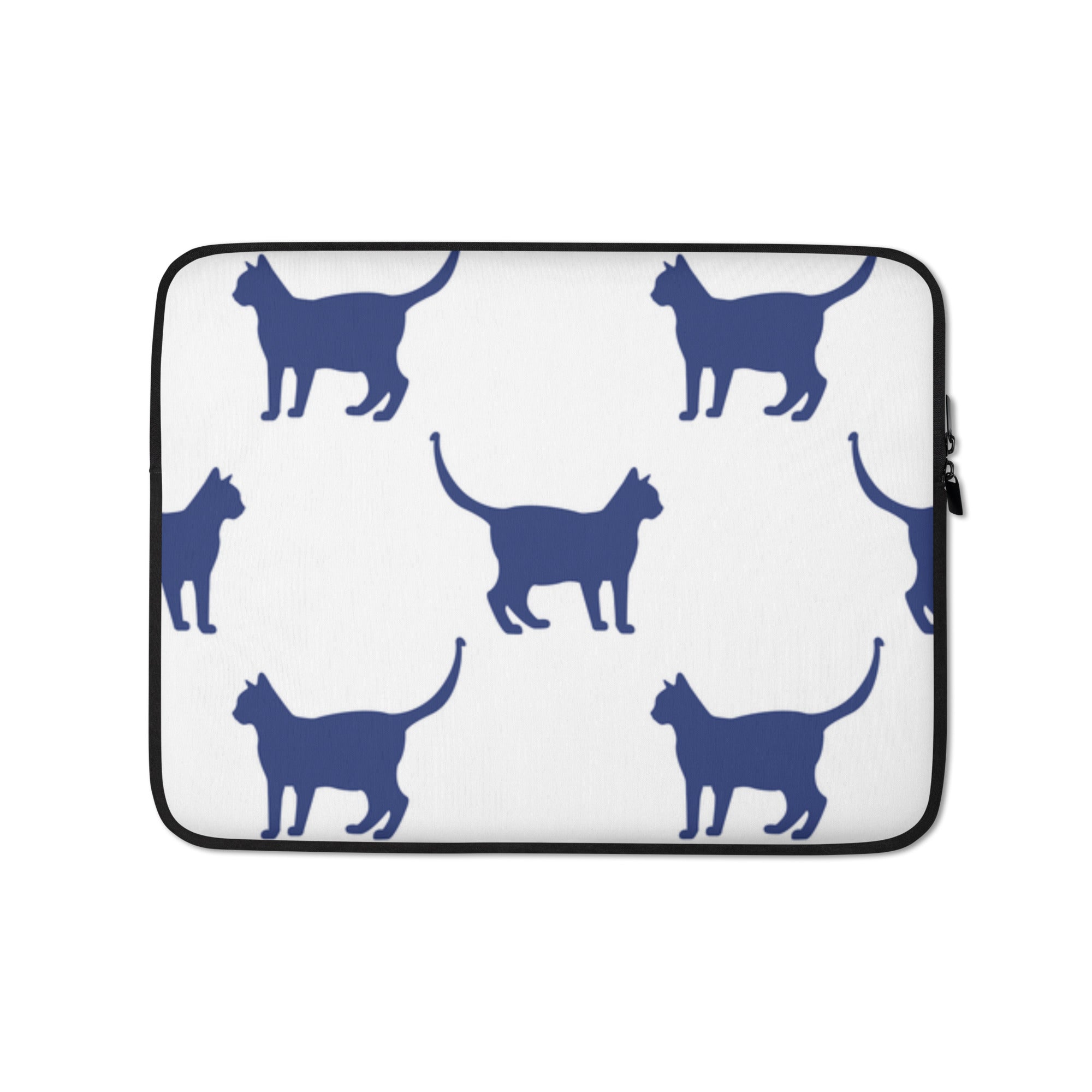 Blue & White Cat Laptop Sleeve - 13 Inch