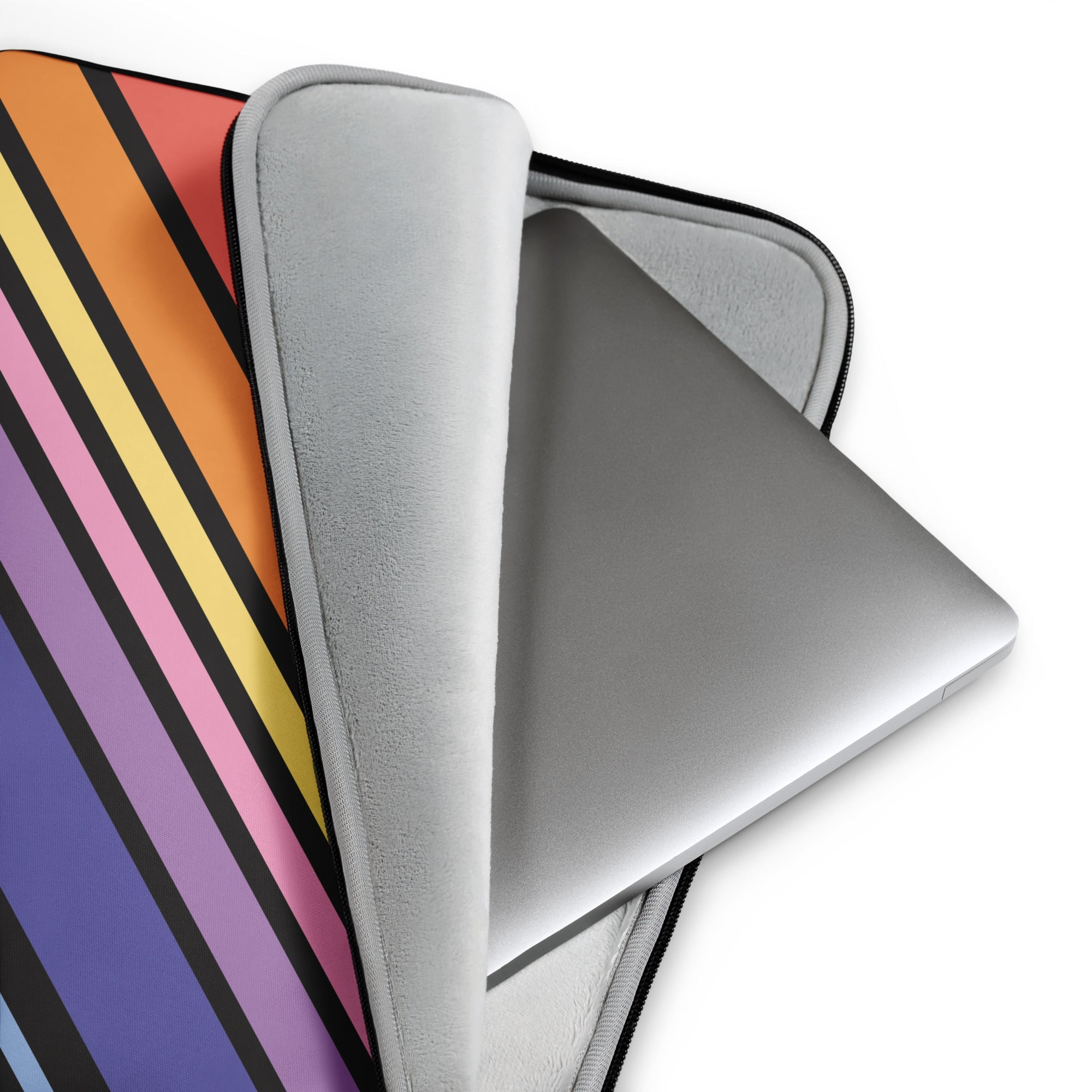 Diagonal Rainbow Striped Laptop Sleeve - 15 Inch