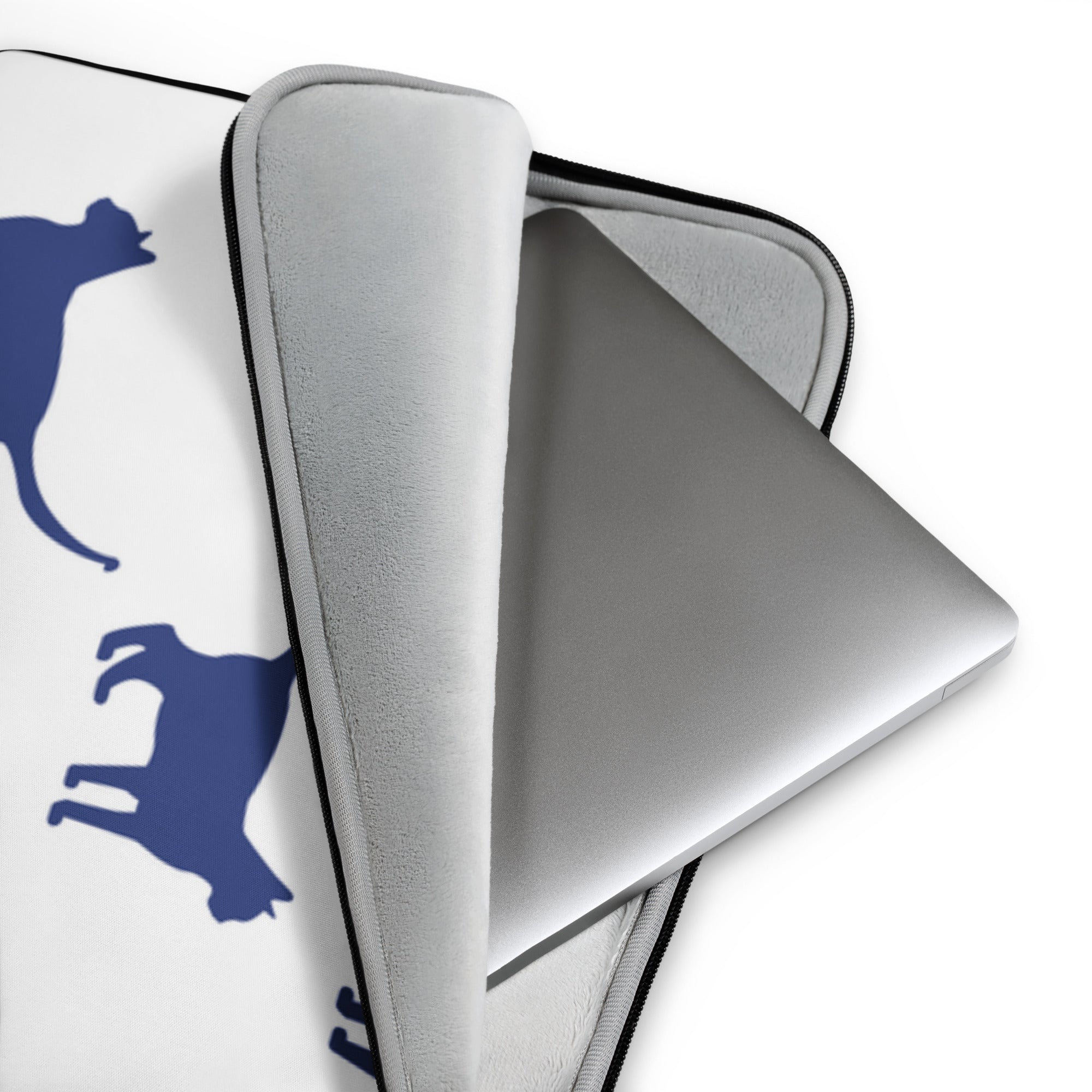 Blue & White Cat Laptop Sleeve - 13 Inch