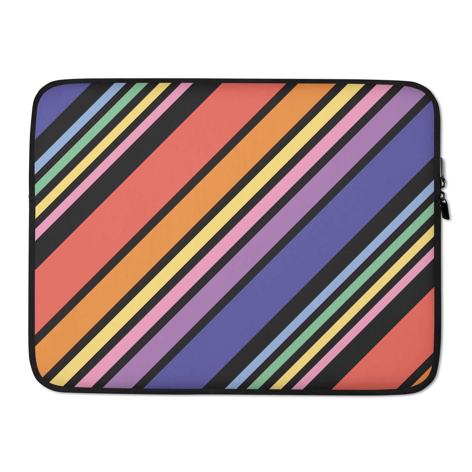 Diagonal Rainbow Striped Laptop Sleeve - 15 Inch