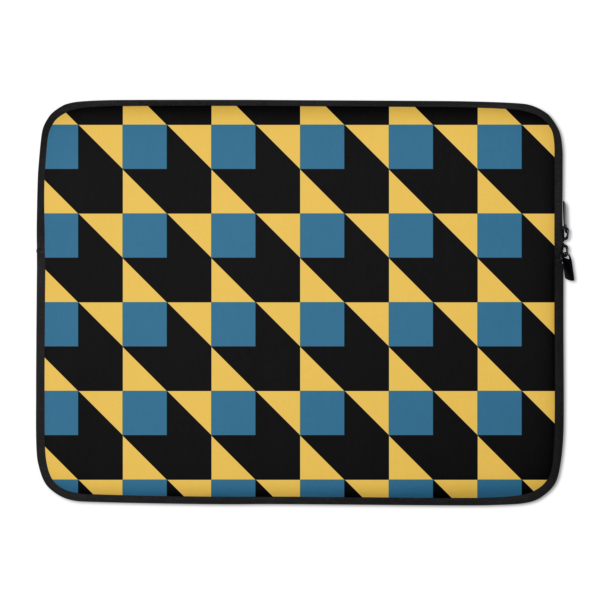 Blue & Yellow Cube Geometric Laptop Sleeve - 15 Inch