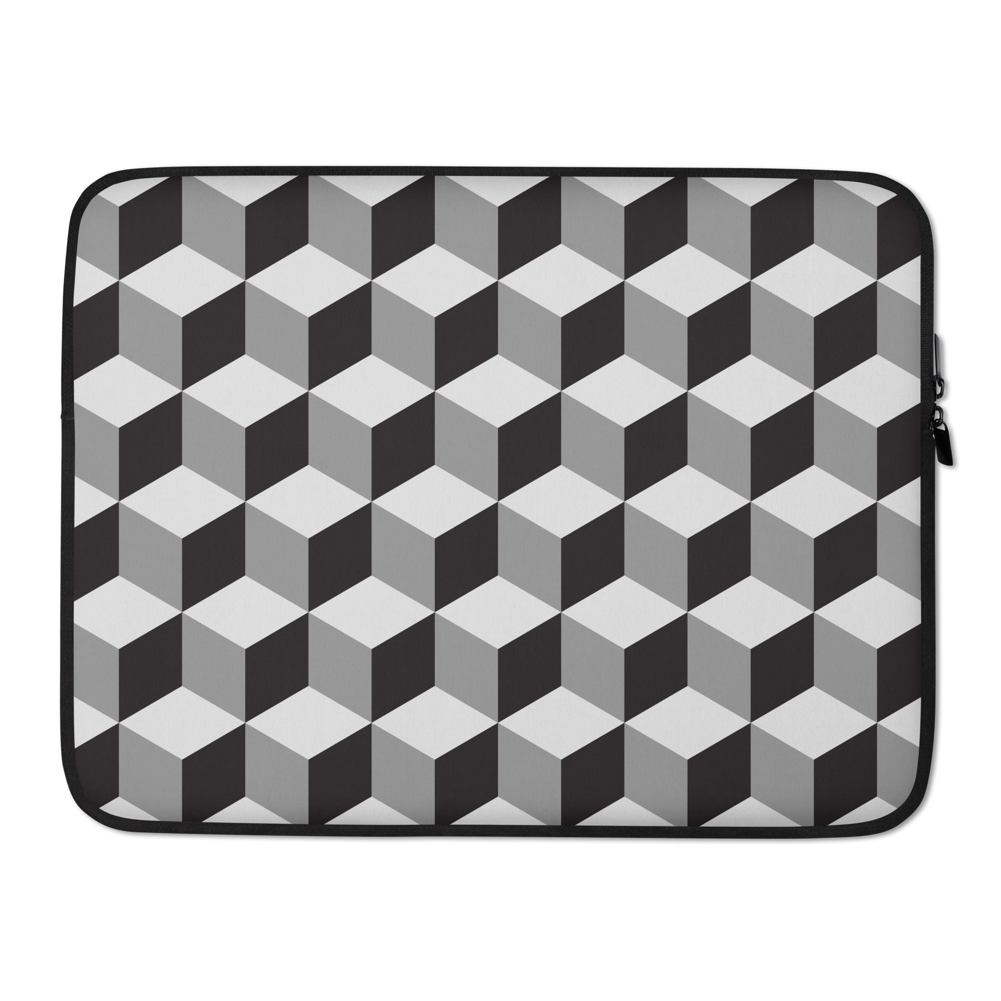 Grey Cube Geometric Laptop Sleeve - 15 Inch