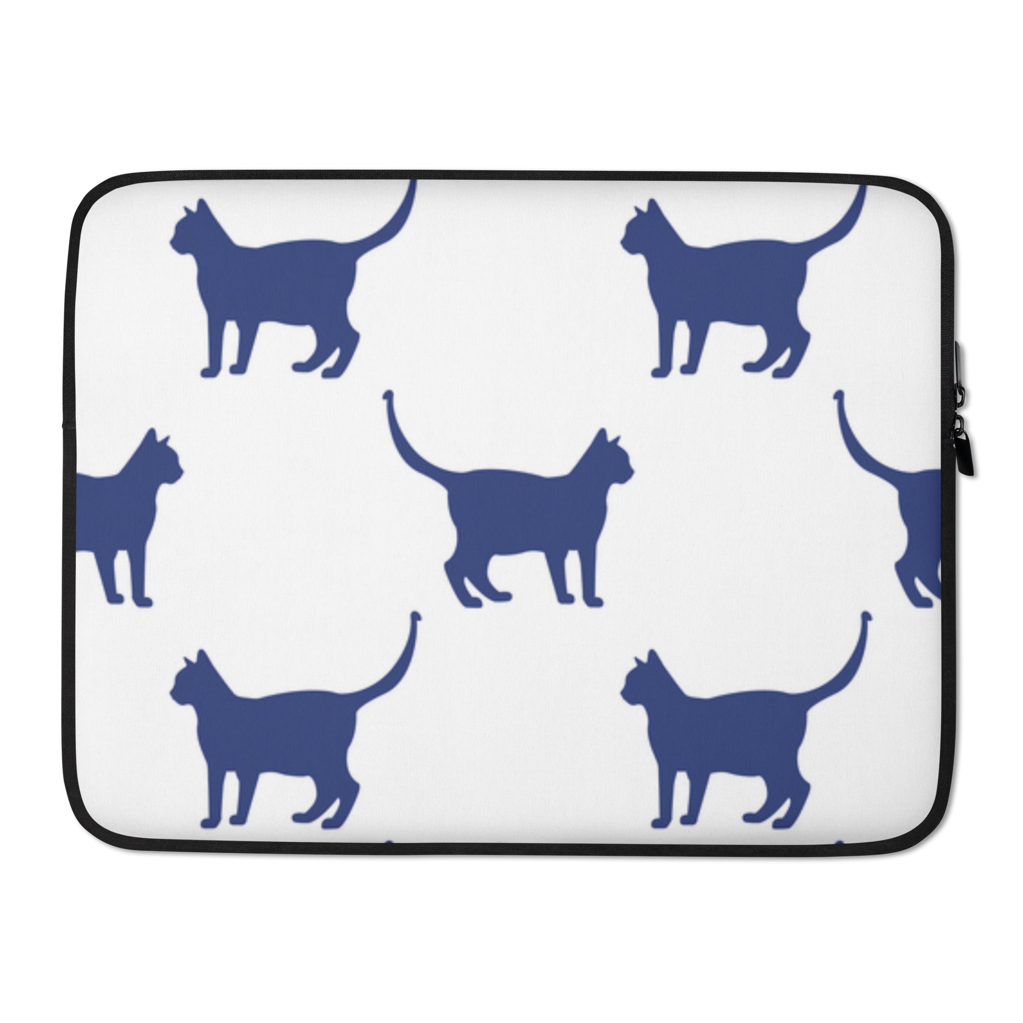 Blue & White Cat Laptop Sleeve - 15 Inch