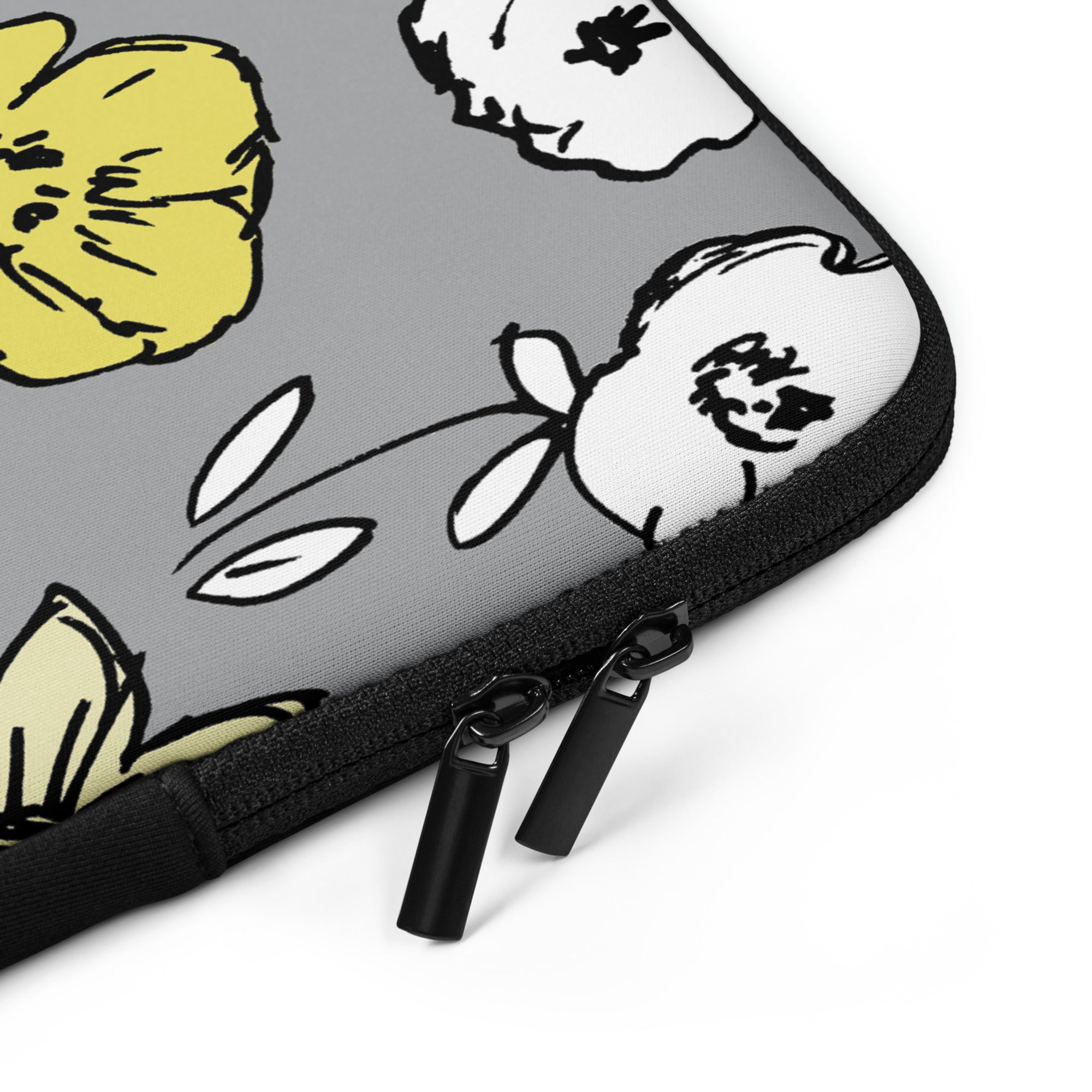 Yellow & Grey Wildflowers Laptop Sleeve - 13 Inch