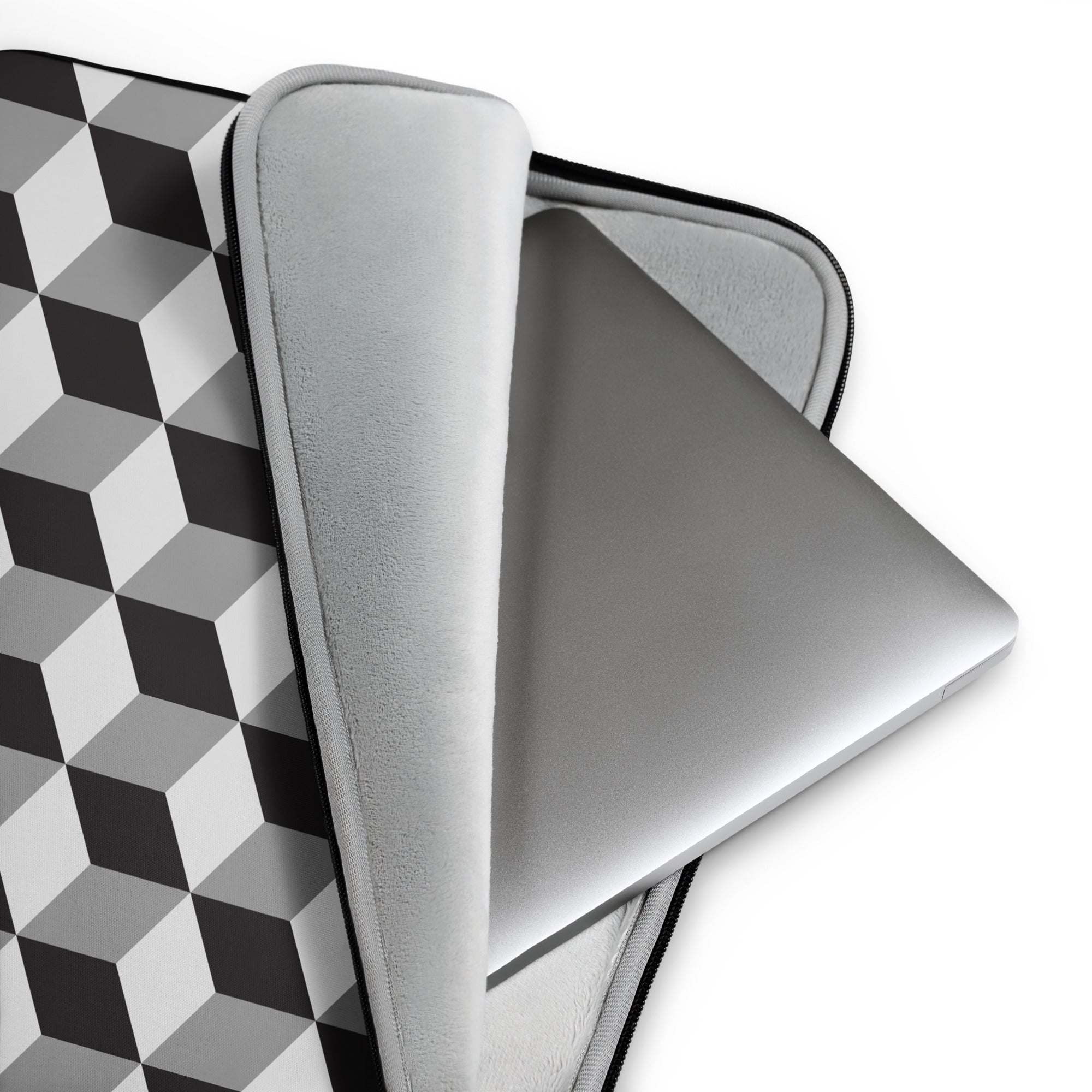 Grey Cube Geometric Laptop Sleeve - 13 Inch