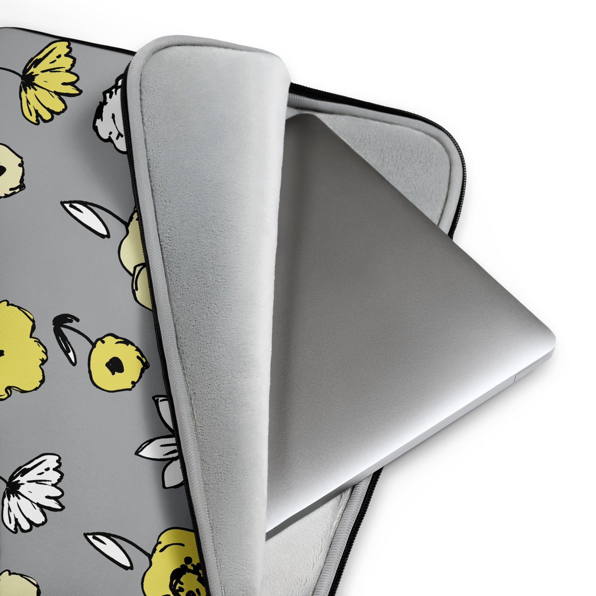 Yellow & Grey Wildflowers Laptop Sleeve - 13 Inch